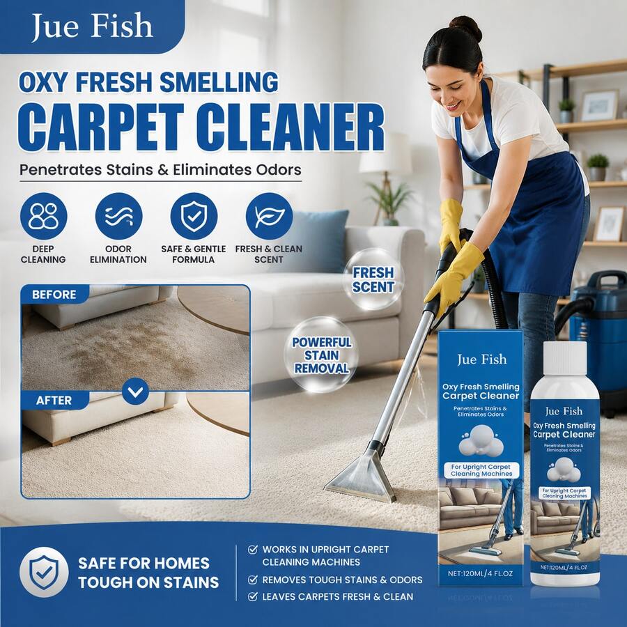 JUE FISH 120ml Carpet Cleaner Liquid Deep Cleaning Effective Remove Dirt Quick Degreasing Reduce Coffee Stain Household Carpet Cleaner, Suitable For Cleaning Carpets And Fabric Products Efficient Penetration For Cleaning Stains Coffee Oil Stains Cleaner