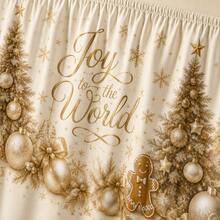 Elegant Christmas Tablecloth, Printed With "Joy To The World" Letters And Gold Tree Pattern, Polyester Fabric, Suitable For Holiday Parties, Family Dinners, Winter Home Decor And Christmas Dessert Table - A - View 7