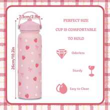 800ml Strawberry Bow Insulated Water Bottle - White Heart Design, Large Capacity For All-Day Hydration, Suitable For School Use, Lightweight And Leak-Proof, Perfect For Iced Coffee, Iced Lemon Tea And Study Drinks - Multicolor - View 4