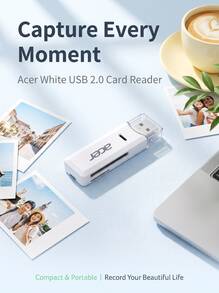 Acer Pembaca Kartu USB 2-in-1, Konverter OTG Kartu Memori TF/SD, Komputer T3-USB2.0 Putih [Pembacaan Kecepatan Tinggi] - Casing ABS - View 2