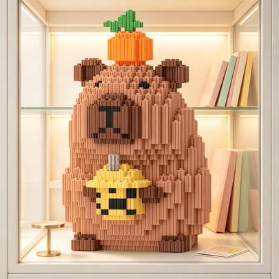 This 1097-Piece Building Block Assembly Of A Milk Tea Capybara Is Adorable And Cute, Making It A Perfect Gift And An Excellent Choice For Couples And Parents. The Assembly Difficulty Is Relatively High. It Is A Perfect Gift For Christmas, Halloween, And The Back-To-School Season.