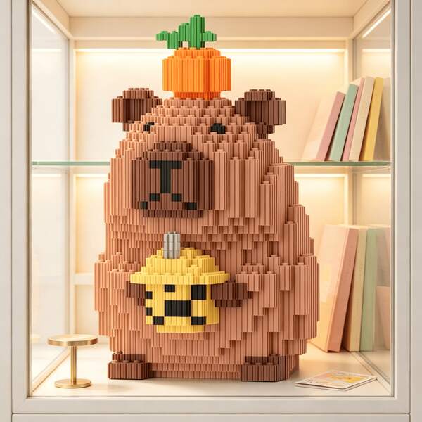 Este conjunto de bloques de construcción de 1097 piezas de un capibara de té con leche es adorable y lindo, lo que lo convierte en un regalo perfecto y una excelente opción para parejas y padres. La dificultad de ensamblaje es relativamente alta. Es un regalo perfecto para Navidad, Halloween y la temporada de regreso a la escuela.