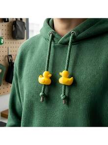 2pcs Yellow Duck Drawstring Locks - Cute Hoodie Cord Beads Decor, Universal Hoodie Drawstring Stoppers, Fun Ins Style Fashion Clothing Accessories, Unisex - A - View 5