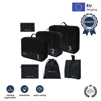 W WINGS Alta durabilidade | Policarbonato | Conjunto de malas de viagem com 3 peças | Malas de cabine, média e grande com trava TSA e rodas giratórias 360°