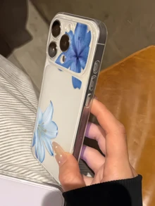1件 透明藍色百合花個性化極簡防摔軟 TPU 手機殼 全包覆防污保護殼 適用於 Apple 17 16 15 14 13 12 11 Pro Max Air - 彩色 - 查看 2