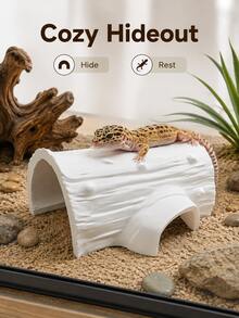 Gua Persembunyian Reptil yang Dapat Dicat Sendiri, Rumah Persembunyian Gecko Motif Leopard Putih Murni, Dekorasi Habitat Kadal, Gecko, dan Reptil Kecil yang Dapat Disesuaikan, Rancang Warna dan Pola Anda Sendiri, Aksesori Habitat - Putih - View 3