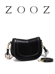 POHO ZOOZ Brand Luxury Women's Co-Branded Customized Large Saddle Crossbody Bag - Black - Black - View 2