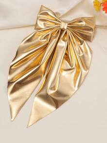 1/2/6pcs Kids French Vintage Elegant Bow Spring Hair Clips With Long Ribbons, Gold And Silver, Back Of Head Hair Clips, Suitable For Parties And Gatherings - Multicolor - View 9