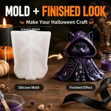 Halloween Wizard Black Cat Clay Silicone Mold, 3D Gothic Cloak Cat Figurine Casting Mold, Multipurpose DIY Craft Molds For Epoxy Resin, Plaster, Air Dry Clay, Scented Candle, Soap, Witchy Home Tabletop Ornament Making Supplies - They Are Selling Molds. - View 4