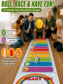 1pc Rainbow Party Reward & Penalty Rolling Game Mat, Fun Challenge Stair Game, Indoor Desktop Rolling Reward Board Game, Suitable For Family And Team, Outdoor Activities, Graduation Ceremony, Birthday Party, Halloween, Christmas Gift - Multicolor - View 5
