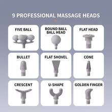 Portable Massage Gun Deep Tissue Muscle Massager With 9 Massage Heads, Multiple Speed Levels, Rechargeable Percussion Therapy Device For Back, Neck, Legs & Body Relaxation, Fitness Recovery Tool For Home Gym Travel - View 8