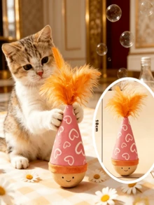 1/2/4/6 piezas Juguete de gato oscilante con plumas brillantes, diseño oscilante para juego autónomo, material de nailon duradero, adecuado para diversión de caza, regalo de Navidad para gatitos y gatos adultos (algunos estilos de color aleatorio), sin batería requerida - Multicolor - Ver 2