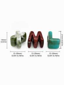 10 Peças Contas de Letras Acrílicas 21x14mm, 26 Letras de Cores Aleatórias Misturadas, Acessórios de Decoração de Roupas, Materiais para Fazer Joias Artesanais, Adequado para Colares, Pulseiras e Artesanato DIY - Multicolorido - Visão 8