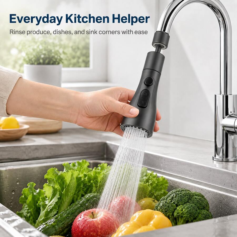 OCTAVO (1 Piece) High-Quality Three-Way Adjustable Splash-Proof Kitchen Faucet: Sturdy Structure, Easy To Operate, Perfect For Precise Watering And Cleaning! Home Bathroom Decoration, Autumn Decoration, Back-To-School Season - Gunmetal Gray - View 1