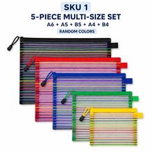 1/5pcs Rainbow Mesh Zipper Storage Bag Set, Multi-Size Document & Pencil Organizer Pouch For School, Office And Travel - Sets - View 10
