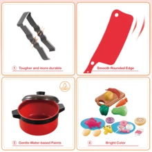11/23/47/51/69pcs Mini Kids Kitchen Pretend Play Toy Set, Cuttable Fruit & Vegetable Realistic Food, Includes Cookware & Tableware, Holiday Birthday Gift, Educational Toy For Boys & Girls 3+ - Multicolor - View 4