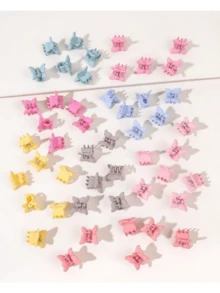50 piezas de mini pinzas para el cabello con forma de mariposa de colores aleatorios - Multicolor - Ver 3