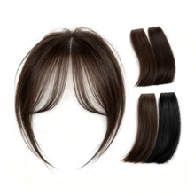1/2pcs Women's Clip-In Bangs Hair Piece, Natural 3D Thin Bangs With Sideburns, Voluminous Front Hair Piece, Suitable For Daily Wear, Party And Styling - Multi-color - View 6
