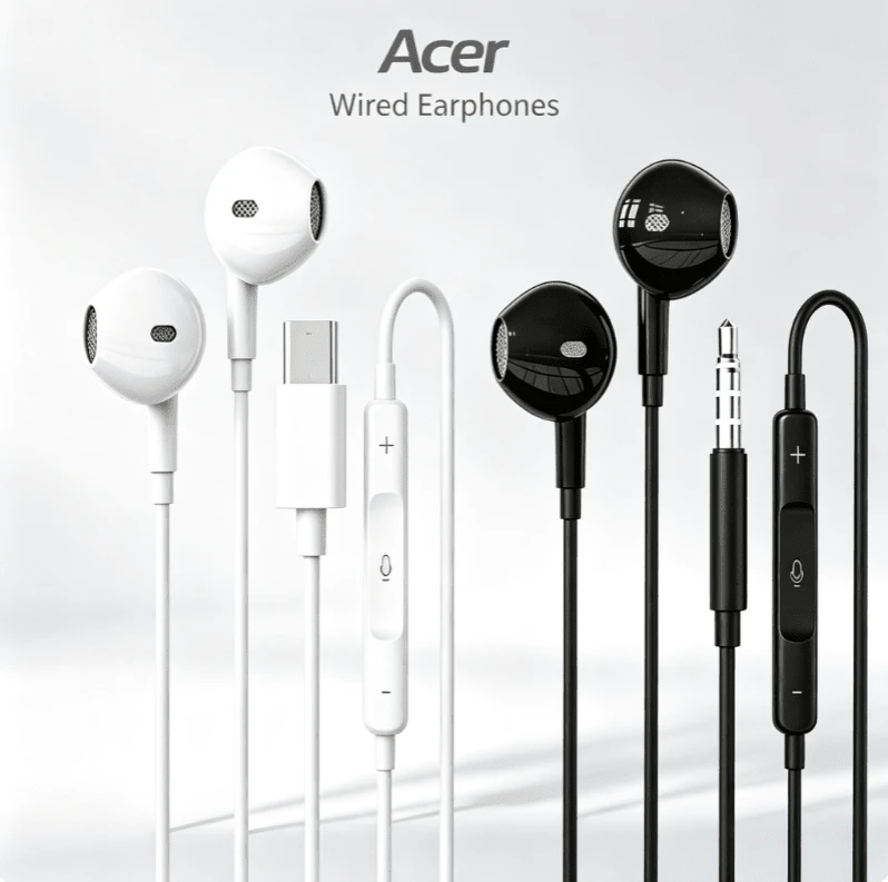 OHW300 3.5mm Semi-In-Ear Wired Earphones With Round Hole Microphone And ...