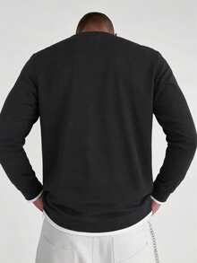 Men's Spring/Autumn Fashion Versatile Comfortable Sunrise Sunset Combination Wave Print 2 In 1 Crew Neck Long Sleeve T-Shirt - Black - View 2