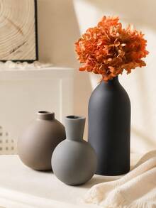 1pc Modern Minimalist Resin Vase Set, Black Brown And Gray Decorative Flower Vases For Dried Or Artificial Flowers, Tabletop Home Decor For Living Room, Dining Table, Entryway, Bookshelf, Office, Coffee Table And Housewarming Gift - A - View 4