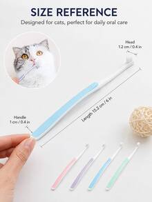 1pc Pet Toothbrush, Compact Pet-Specific Brush Head, Multi-Color Long Handle, Suitable For Dog And Cat Daily Brushing And Cleaning, Oral Care And Dental Hygiene, Puppy And Kitten Small Pet Grooming Accessory - Multicolor - View 6