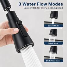 OCTAVO (1 Piece) High-Quality Three-Way Adjustable Splash-Proof Kitchen Faucet: Sturdy Structure, Easy To Operate, Perfect For Precise Watering And Cleaning! Home Bathroom Decoration, Autumn Decoration, Back-To-School Season - Black - View 2