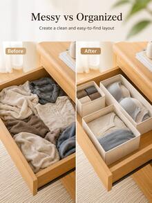 Foldable Divided Underwear & Socks Storage Box, Space-Saving Fabric Organizer For Closet Drawers, Suitable For Storing Underwear, Socks, Ties And Scarves - Multicolor - View 2