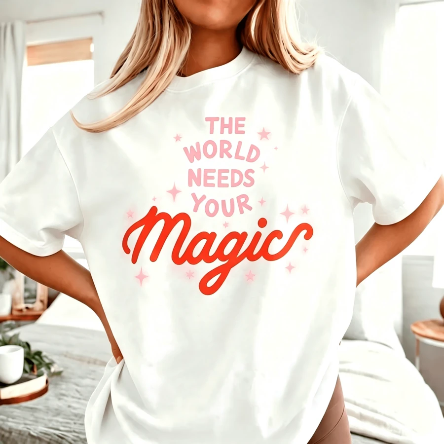 Women The World Needs Your Magic Stars Graphic Tee - White - View 1