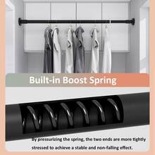 1pc Stainless Steel Black 20.47-32.28 Inch Telescopic Rod, Wardrobe Hanging Rod, No-Drill Shower Curtain Rod, Adjustable Clothes Drying Rack, Horizontal Clothes Rack Bar - Stainless Steel Black/52-82cm/20.47-32.28in - View 4