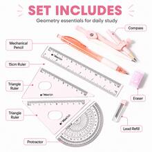 9-Piece Geometric Drawing Tool Set, Includes Compass, Protractor, Ruler, Mechanical Pencil, Eraser And Pencil Lead Refills, Complete Math Supplies Set For Students, Precise Measurement Geometric Drawing Tools, Essential Stationery For Classroom And Daily Learning - Sets - View 3