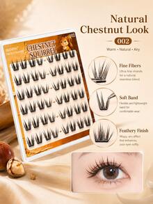 WANPIN WAN PIN Mei Li Shu 36 Clusters Glue-Free False Eyelashes, 9-13mm Natural Thin Cluster Lashes, Self-Adhesive Lightweight, Upgraded Fine Lash Roots, Comfortable And Secure, Long-Lasting Wear, Suitable For Daily Makeup - C - View 7