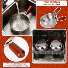 2pcs/Set (With Lid) Stainless Steel Pot, With Heat-Resistant Wooden Handle, Suitable For Induction Cooker Noodle Cooking, Non-Slip Wooden Handle, Even Heating Bottom, Suitable For Dorm, Office, RV, Small Kitchen And Single Person Cooking - View 7