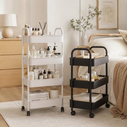 Multi-Layer Storage Cart - Compact Design, Space-Saving, Made Of Durable Plastic Material, Suitable For Kitchen, Bathroom, Bedroom, Office, Warehouse And Garage - Easy To Assemble, Practical Multi-Layer Storage Rack, Home Storage Shelf