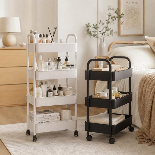 Multi-Layer Storage Cart - Compact Design, Space-Saving, Made Of Durable Plastic Material, Suitable For Kitchen, Bathroom, Bedroom, Office, Warehouse And Garage - Easy To Assemble, Practical Multi-Layer Storage Rack, Home Storage Shelf
