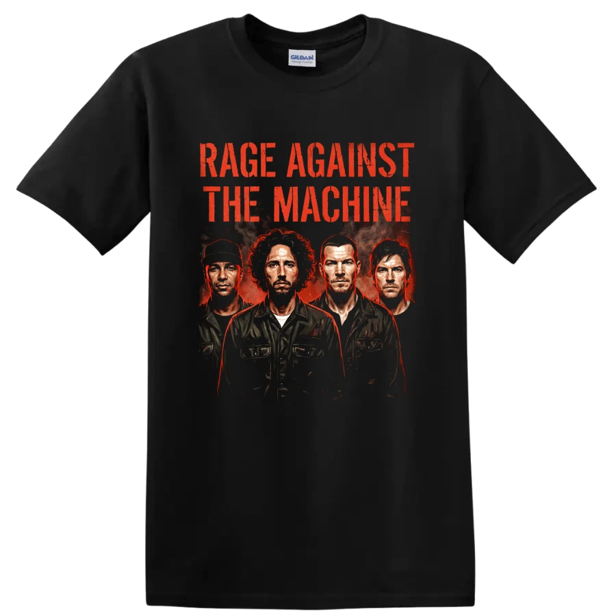 Camiseta con diseño gráfico de Rage Against The Machine, póster vintage de 1999, música rock. - Negro - Ver 1