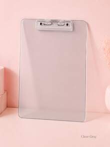1pc Multicolor Transparent Acrylic A4 Clipboard, Built-In Ruler And Pen Clip, Hanging Hole Document Writing Board, Practical Gift, Study And School Supplies, Popular Desktop Office File Storage Organizer - Multiple Styles - View 7