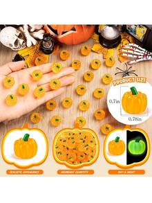 50/20/10/1pc Cute Cartoon Mini Pumpkin Resin Flat Pendant, Cartoon Style Flat Resin Pumpkin Inlaid Charm, Glow-In-The-Dark Imitation Vegetable Decoration, Suitable For Halloween, Autumn Festival, DIY Jewelry, Hair Accessories Handmade - A - View 7