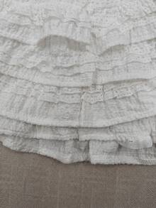 Shorts acampanados con volantes de unicolor y cómodos, shorts mini blancos sexys y de moda para el verano en tallas grandes - Blanco - Ver 9