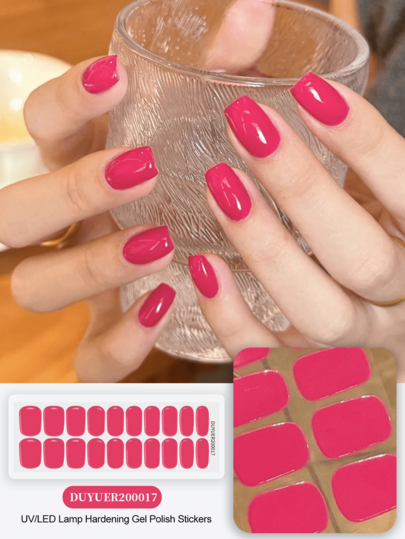 Semi Cured Gel Nail Strips, 20Pcs Long Lasting Salon Quality Wraps, Easy Apply & Remove Gel Nail Stickers With UV Light