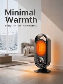 SOKANY PTC Ceramic Space Heater Portable Electric Desktop Heater Fast Heating 60° Wide Angle Warm Air Touch Control 1-8H Timer Intelligent Constant Temperature Suitable For Home Office Bedroom - Black - View 3
