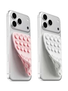 2 PIEZAS Soporte de teléfono reutilizable con ventosa de doble cara, soporte de agarre de teléfono desmontable manos libres, adecuado para selfies, videollamadas, compatible con sistemas Apple y Android - Multicolor - Ver 2