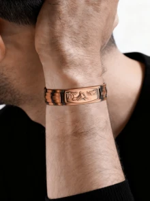 Men's Magnetic Copper Bracelet, Adjustable Size, Cross Design, Ideal Gift For Him, Fashion Accessory, Wearable Charm - Cross Bracelet - View 11