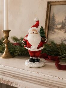 Vintage Santa Claus Decorative Statue, Traditional Christmas Holiday Decoration, Suitable For Desktop, Fireplace Mantel, Bookshelf, Entryway, Living Room And Festive Home Decor - 1PC - View 4