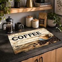 1pc Coffee Pattern Printed Diatomaceous Earth Kitchen Drain Mat, Absorbent Dish Drying Mat, Coffee Machine Mat, Dishwashing Mat, Sink Mat, Kitchen Countertop Protector, Suitable For Cups, Plates, Tableware And Kitchen Decor - Multicolor - View 2