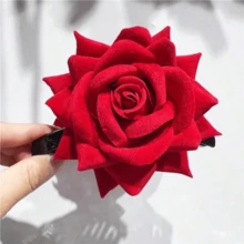 1pc Valentine's Day Rose Artificial Flower Hair Claw, Suitable For Daily Wear, Gift For Friends - Multicolor - View 2