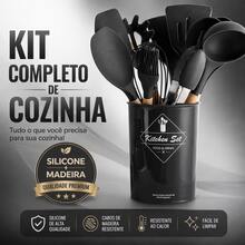 Kit Utensílios de Cozinha Silicone 12 Peças Completo Antiaderente Resistente - Preto - Visão 7