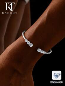 KAHOOT 925 Sterling Silver Moissanite Bracelet, Suitable For Men And Women, Essential Gift, Suitable For Party Wear, Comes With Gift Box And GRA Certificate - Silver - View 2