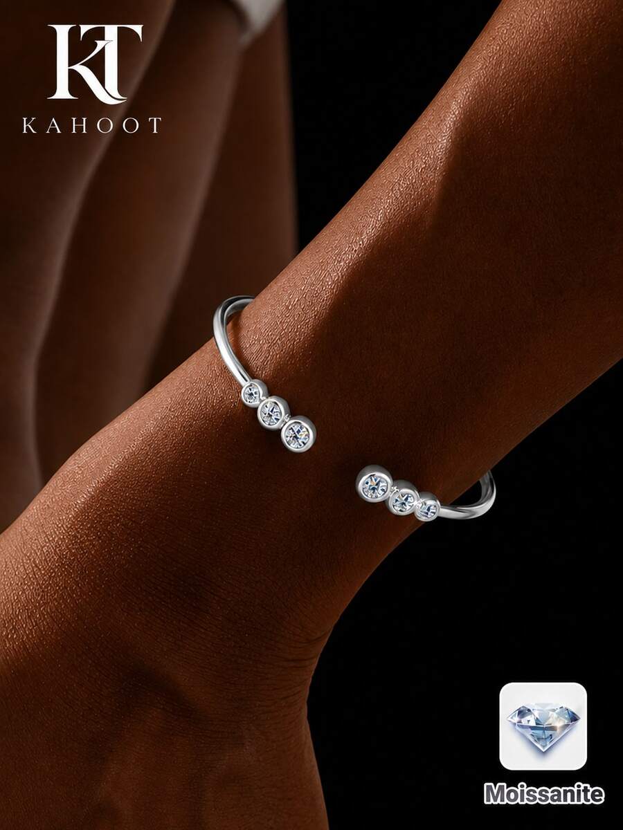 KAHOOT 925 Sterling Silver Moissanite Bracelet, Suitable For Men And Women, Essential Gift, Suitable For Party Wear, Comes With Gift Box And GRA Certificate
