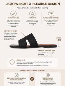 MICCOM Fashion Women's Flat Square Toe Open Toe Slippers, Versatile Spring/Summer New Sandals, Casual Everyday - Black - View 3